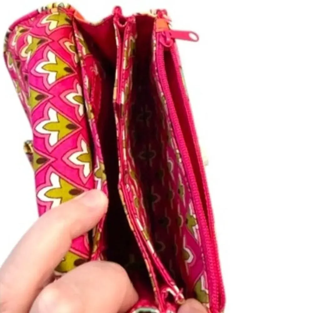 Vera Bradley Rumba Paisley Wristlet Wallet Pink Orange Quilted